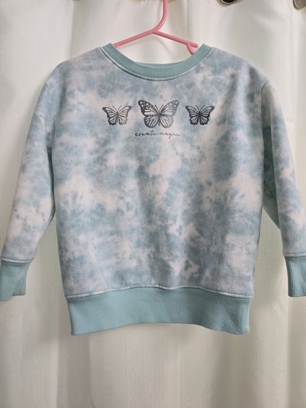 jumping beans Light Aqua & White Fleece Pullover - 2T